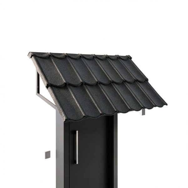 52" x 31" Metal Door Awning, Outdoor Front Door & Window Canopy, All-Weather Fixed Steel Frame Rain & Snow Shelter with Tile Shaped Metal Awning for Exterior Entrance Porch Window-1