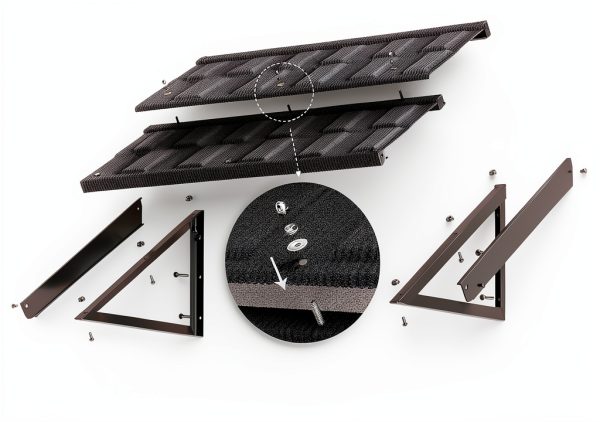 Metal Awning 52" x 31" Tile Shaped Black DIY DECK Classic Fixed-3