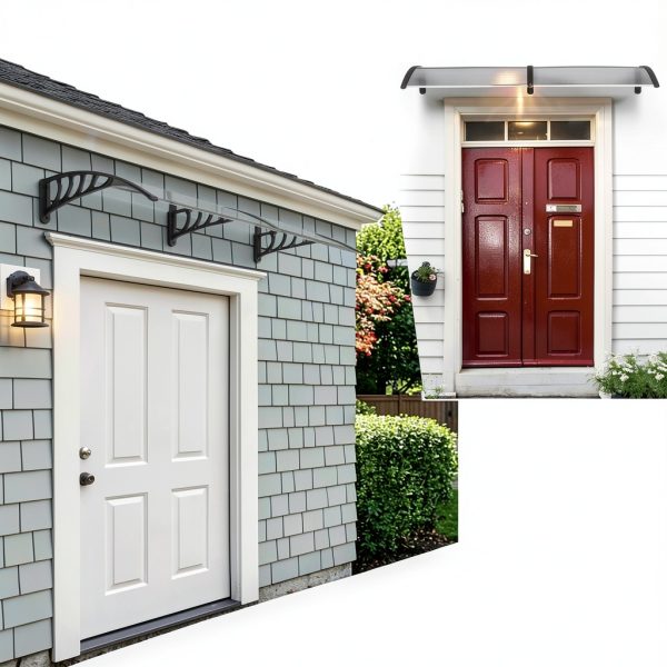 Window Awning Outvita 77x35.4 Polycarbonate Canopy Black Bracket-8