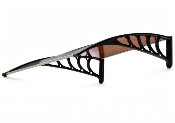 Window Awning Outvita 40x35in Polycarbonate Canopy Brown/Black Bracket-2