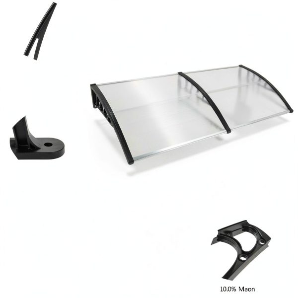 Window Awning Outvita 77x35.4 Polycarbonate Canopy Black Bracket-4