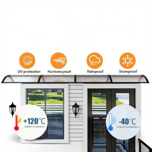Window and Door Awning 40x48in NEBAIKA Polycarbonate Overhang Canopy-3