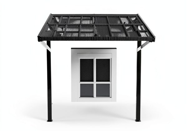Metal Awning 52" x 31" Tile Shaped Black DIY DECK Classic Fixed-6