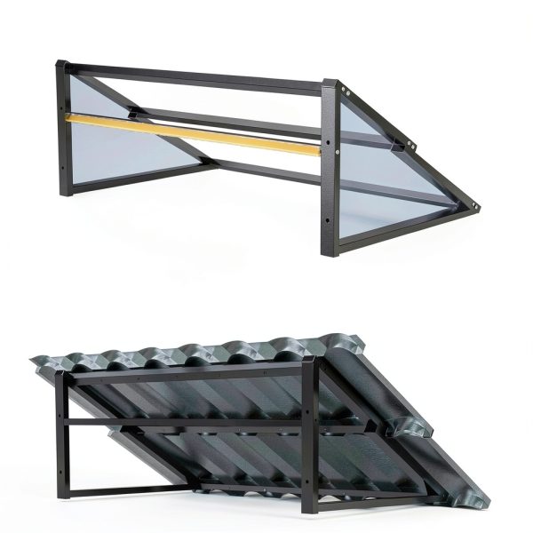 Fixed Window Awning Jasdego Aluminum 52in W x 31in H Gray-2