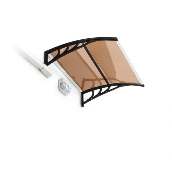 Window Awning Outvita 40x35in Polycarbonate Canopy Brown/Black Bracket-7