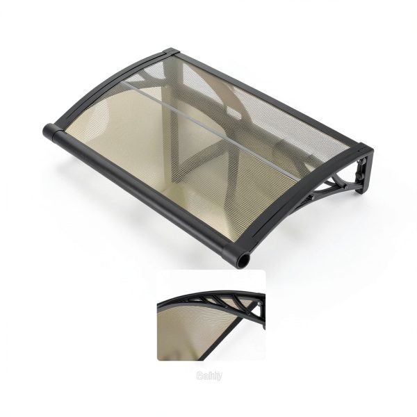 Awning for Door Entrance 47x118in Brown Polycarbonate Canopy KUZRZNH-1