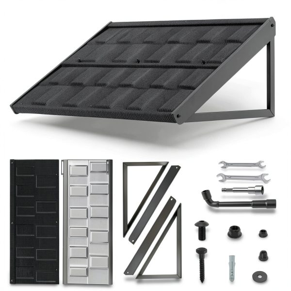 Metal Awning 52" x 31" Tile Shaped Black DIY DECK Classic Fixed-4