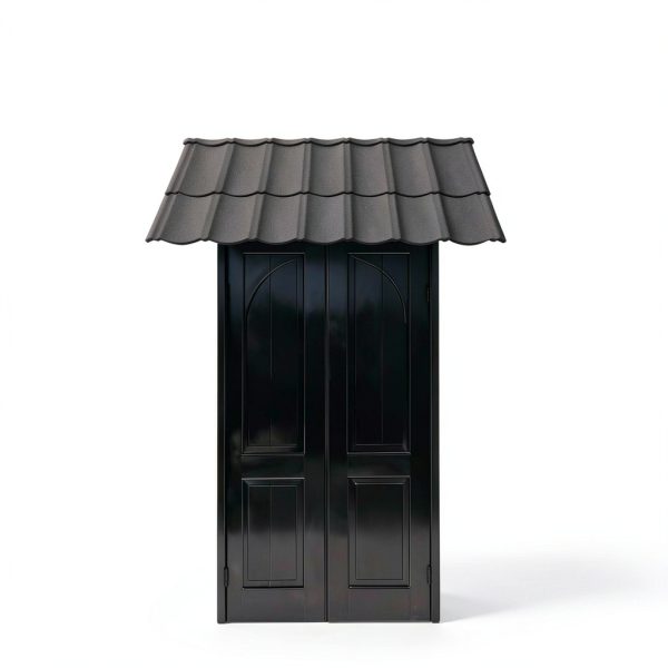 52" x 31" Metal Door Awning, Outdoor Front Door & Window Canopy, All-Weather Fixed Steel Frame Rain & Snow Shelter with Tile Shaped Metal Awning for Exterior Entrance Porch Window-6