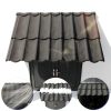 52" x 31" Metal Door Awning, Outdoor Front Door & Window Canopy, All-Weather Fixed Steel Frame Rain & Snow Shelter with Tile Shaped Metal Awning for Exterior Entrance Porch Window-2