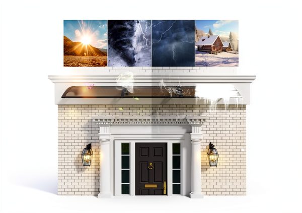 Awning for Door Entrance 47x118in Brown Polycarbonate Canopy KUZRZNH-4