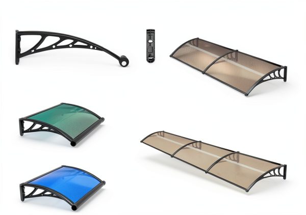 Awning for Door Entrance 47x118in Brown Polycarbonate Canopy KUZRZNH-5