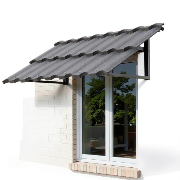Fixed Window Awning Jasdego Aluminum 52in W x 31in H Gray-3