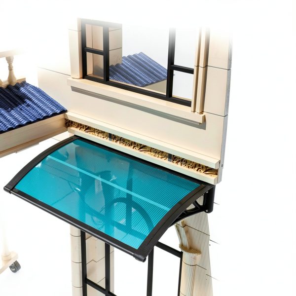 Awning for Door Entrance 47x118in Brown Polycarbonate Canopy KUZRZNH-2